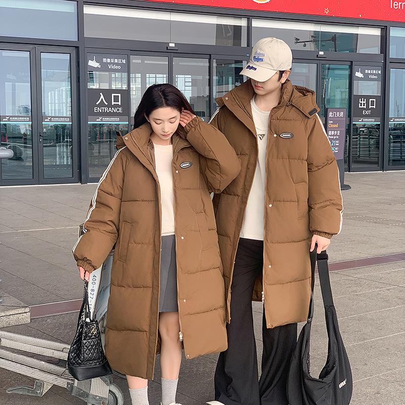 Down Cotton Jacket Winter 2025 New Korean Loose Thickened Student Couple Hooded Midi Bread Jacket Padded Jacket