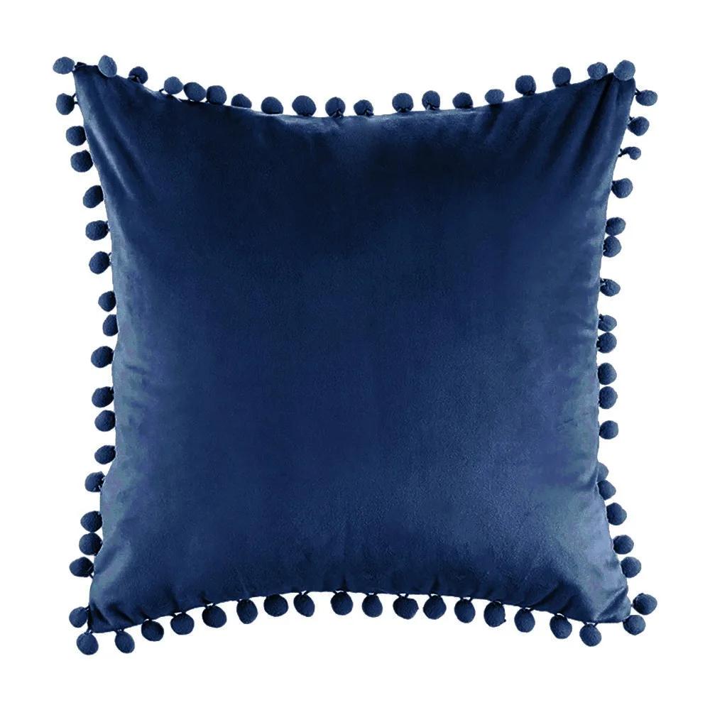 Soft Velvet Pillowcases Solid Cushion Cover Square Decorative Pillows With Balls For Sofa Bed Car Home Throw Pillow