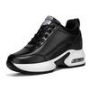 2026 Spring increase height and show feet Small thick-soled versatile casual women's shoes Leather surface soft-soled running sports shoes