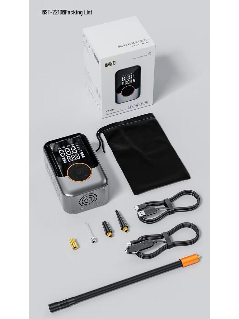 Wireless Portable High-Pressure Car Tire Inflator with Dual Screen Gauge