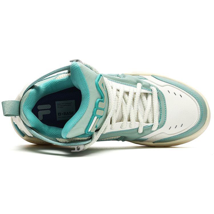 Fila Fusion Desperado We Fabric Synthetic Leather Tpu Batwing Fleece Mid-Top Retro Basketball Shoes Women Sneakers Green Yellow T12W243221FFA