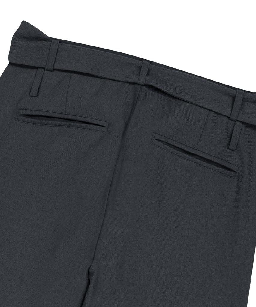 IUGAMAKARAS Belted Contrast Trousers (Dark Gray)