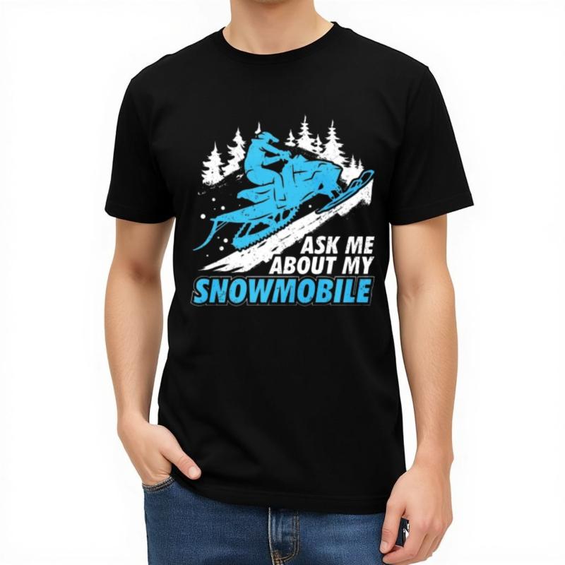 Essential Tee Rock For her Oneck tshirt Streetwear Snowmobile Rider In Winter Forest Scene Trendy For him tees Quick Dry Shirt