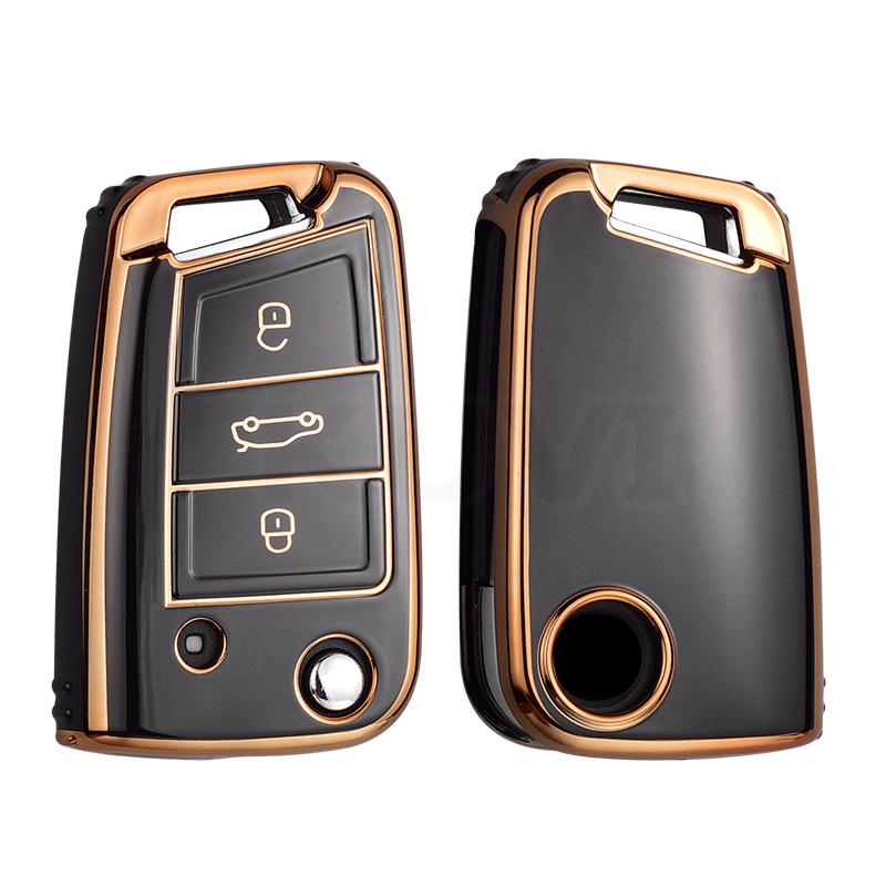 HOT TPU Car Flip Key Case Cover Fob for VW Volkswagen Golf 7 MK7 Tiguan MK2 for SEAT Ateca Leon FR 2 Ibiza for Skoda Octavia A7
