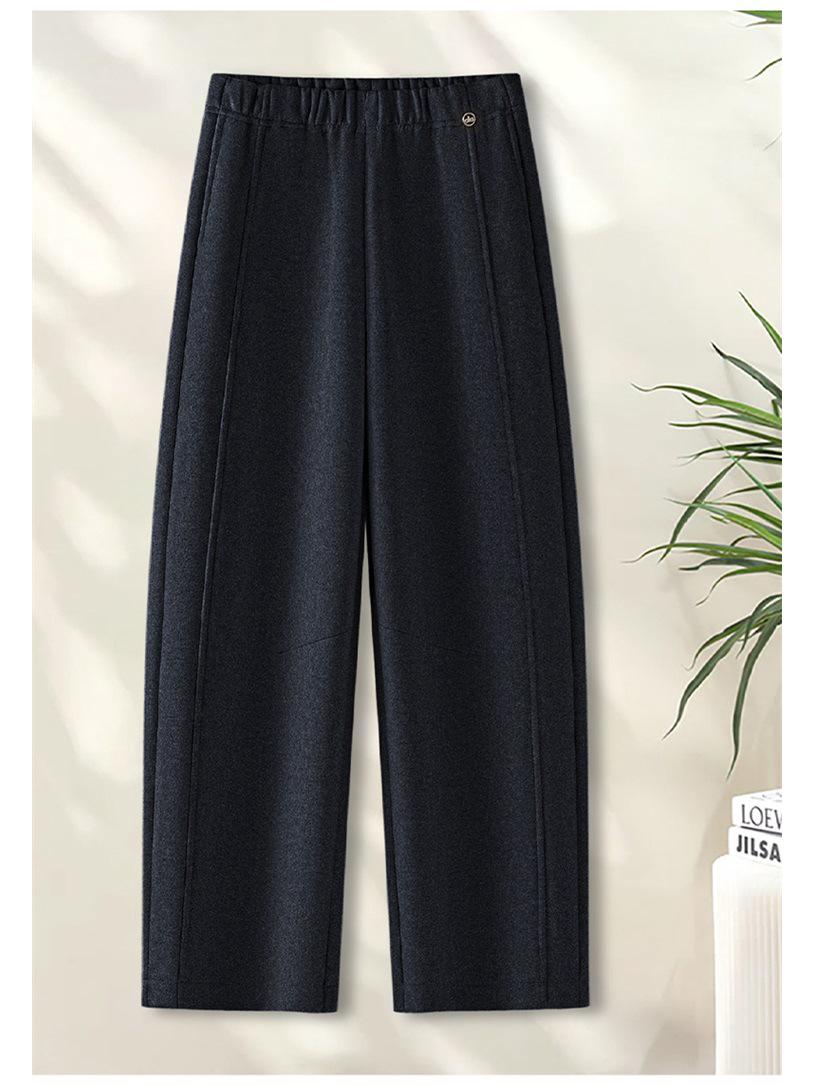 

Women s Deep Gray Cashmere Wide-Leg High-Waisted Wool Pants - Winter Petite Loose Fit with Plus Velvet 28/L for 105-115 lbs темно-серого