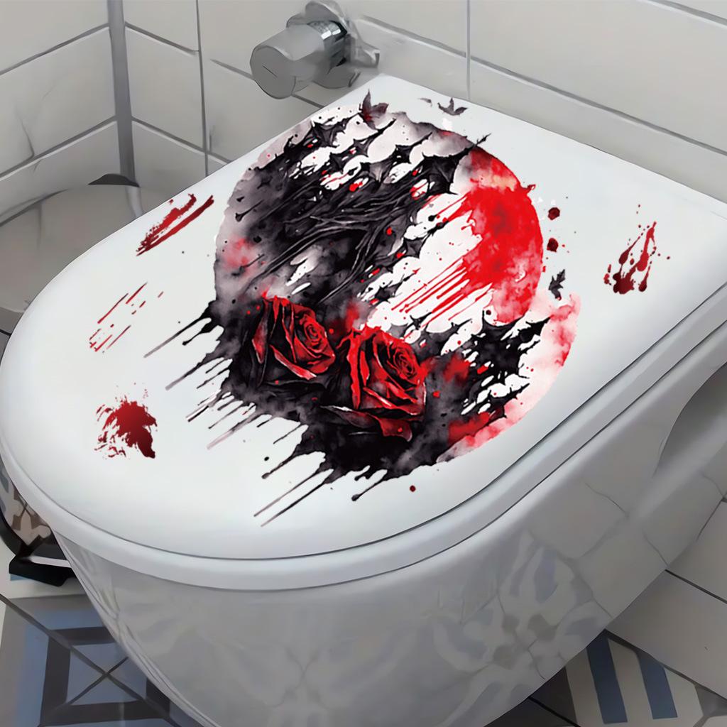 Halloween Sticker Toilet Bloody Horror Characters Skull Pumpkin Series Body Wall Bathroom Halloween Sticker Decoration