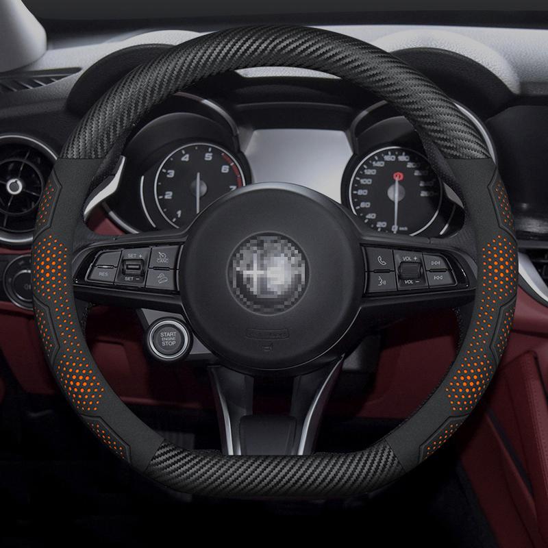 For Alfa Romeo Giulia Stelvio Giulietta 159 147 156 Mito Sportiva Carbon fiber Suede Car Steering Wheel Cover Auto Accessories