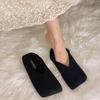 Fashion Flats Women Square Toe Slippers Designer Shallow Mule Shoes 2025 Summer New Casual Shoes Fad Brand Walking Soft Femme Chaussures