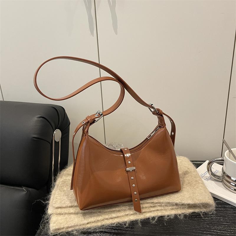 Autumn Vintage PU Hobos Shoulder Bags for Women Versatile Belt Design Ladies Crossbody Bag Simple Solid Color Female Handbags