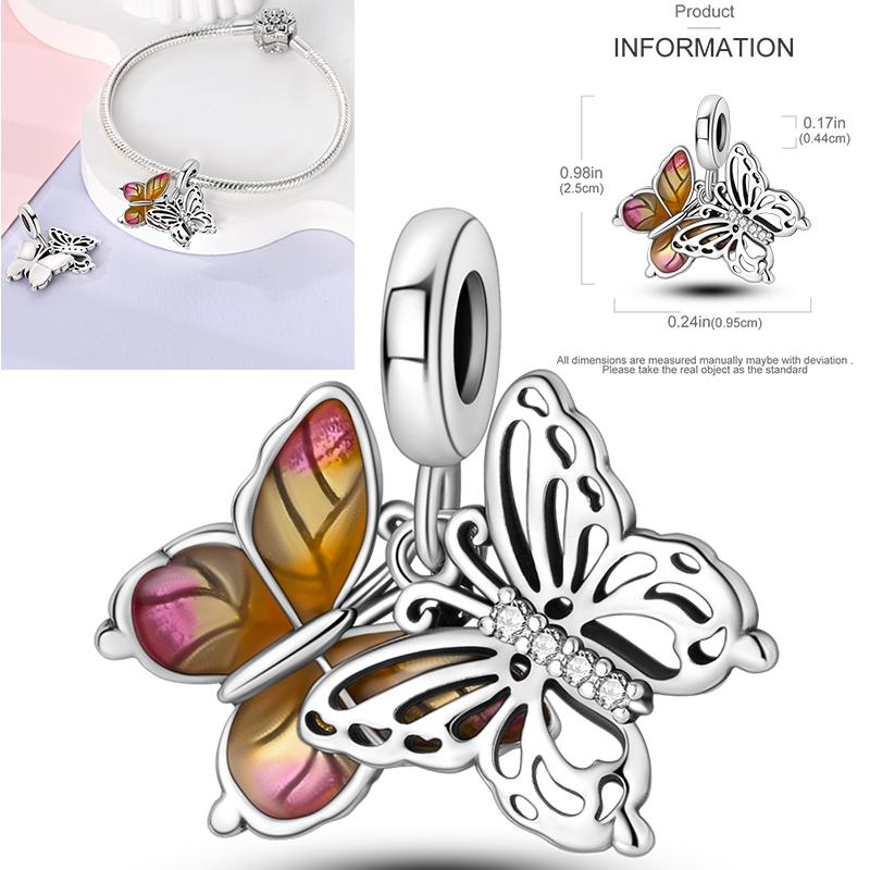 Copper Dragonfly Butterfly Pendant Charms Bead Fit Original Bracelet Bangle Women Jewelry Girl Making Beads