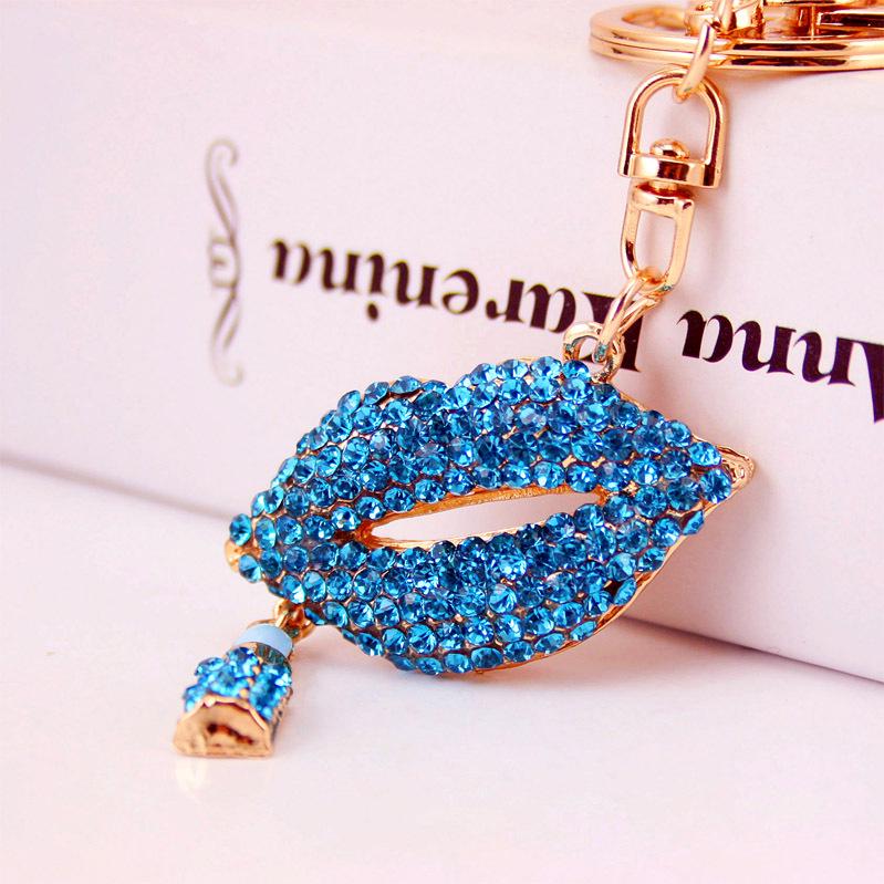 Chic Diamond Red Lips Keychain Pendant for Ladies' Bags