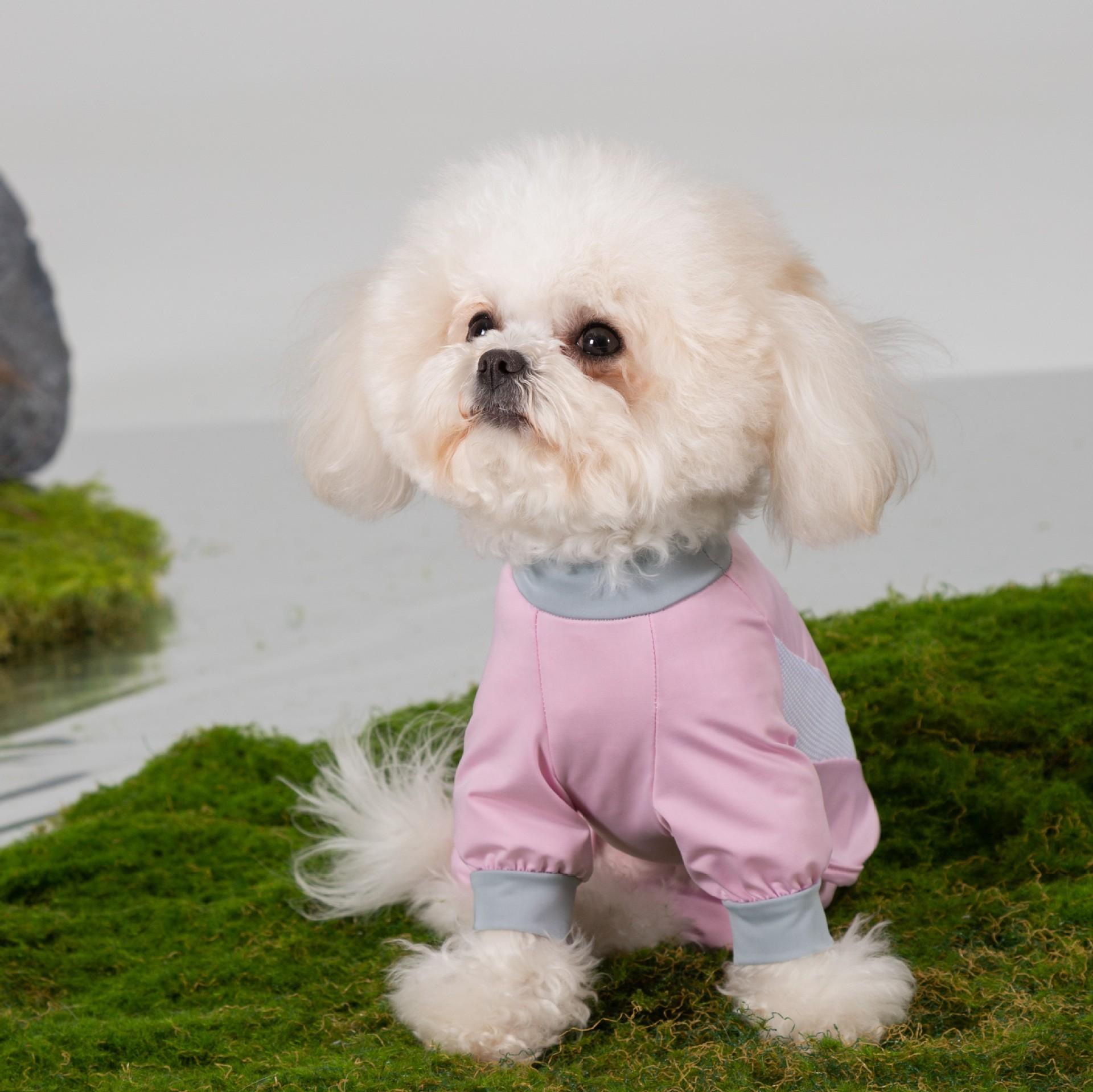 

New dog cool clothes contrasting color splicing small dog Bichon teddy summer thin breathable sunscreen cooling clothes XS рожевий