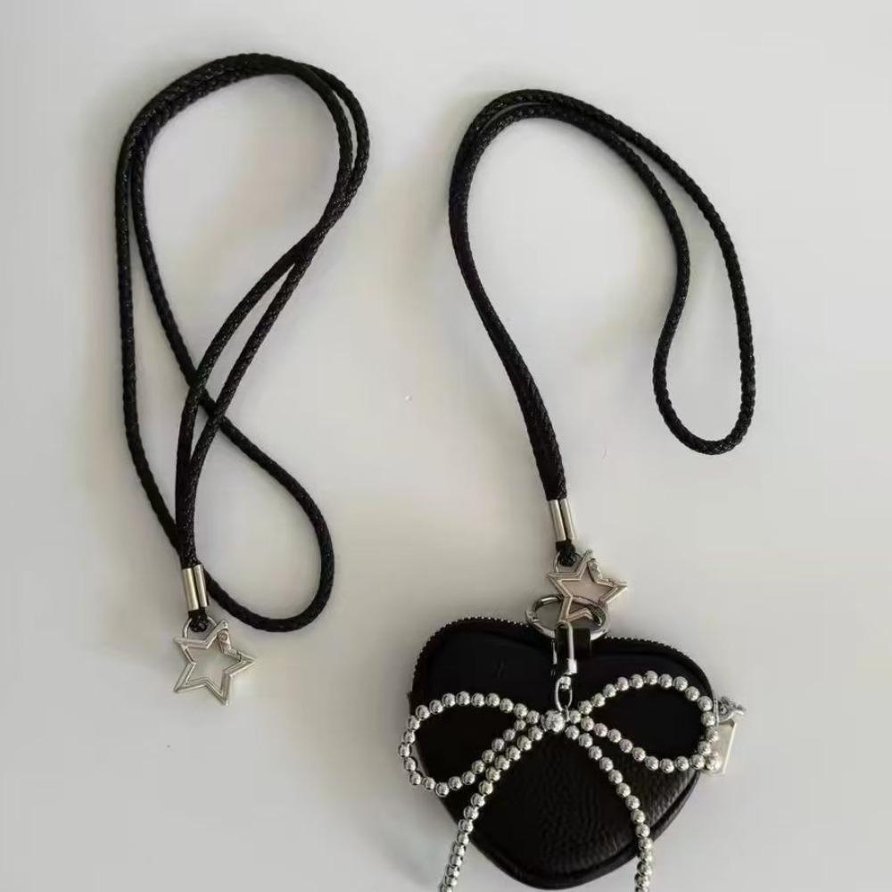 

PU Leather Travel Coin Purse Small Money Bag Bag Pendant New Hanging Neck Wallet чорний