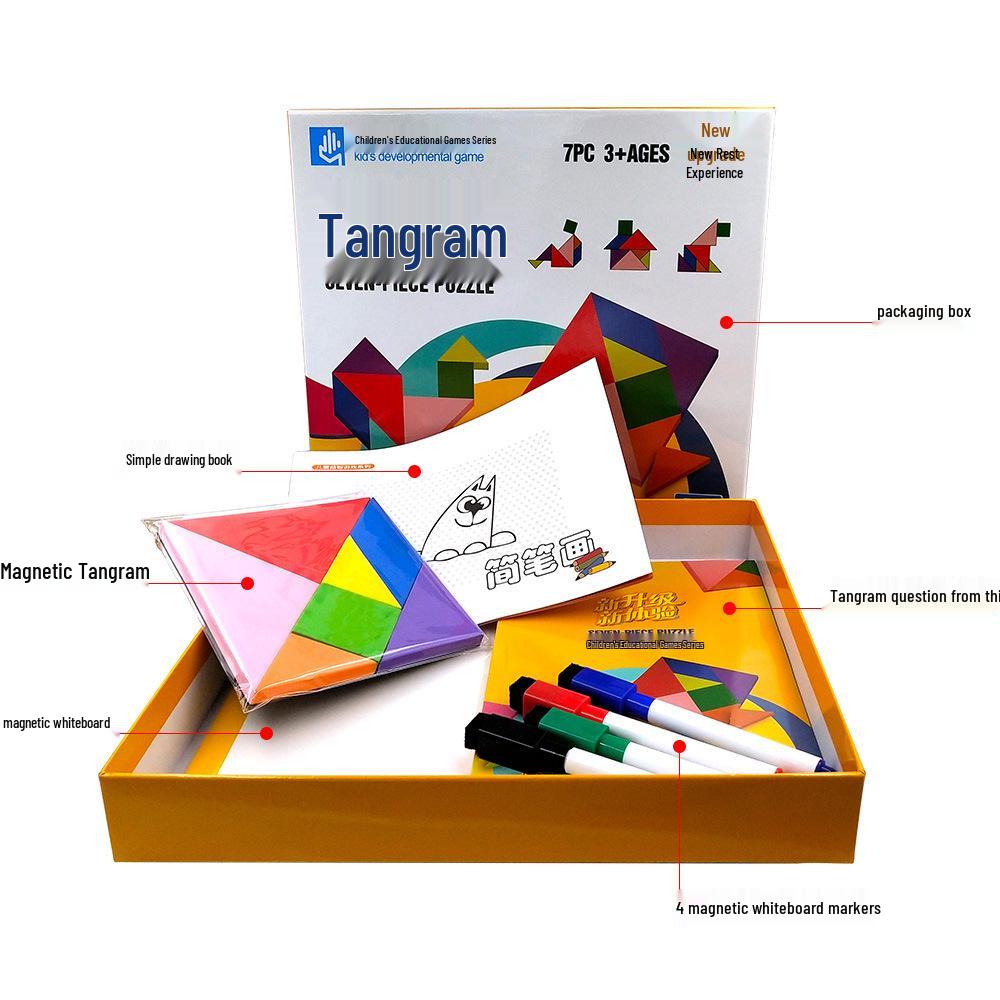 Large Magnetic Tangram Puzzle Set: Educational Toy for Elementary and Kindergarten