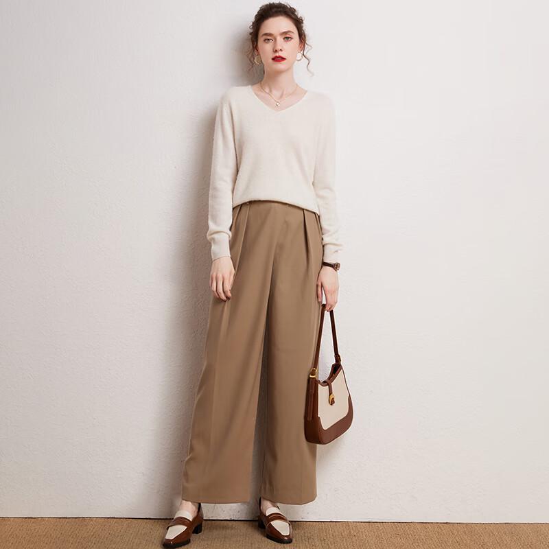 Fanzhen Women's 100% Cashmere V-Neck Sweater