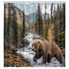Rustic Bear Shower Curtain Country Wild Animals Forest Plank Background Mountain Woodland Nature Retro Bathroom Decor Gift
