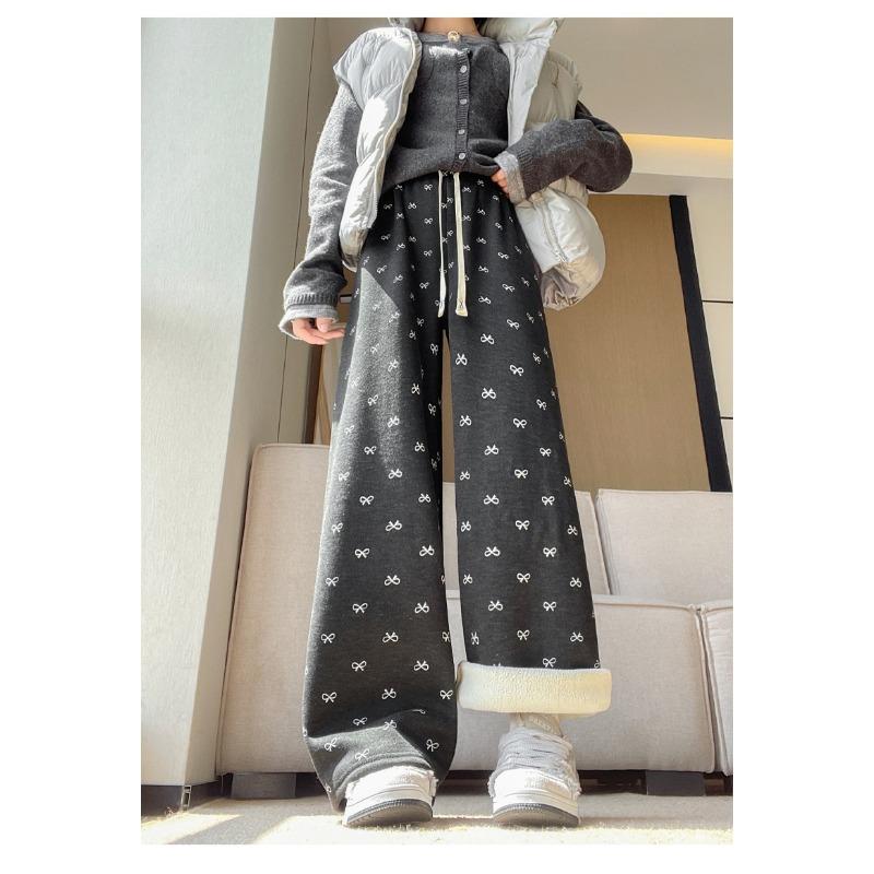 Winter Fleece Thickened High Waist Wide Leg Pants Straight Pants Yamamoto Pants Wide Leg Pants