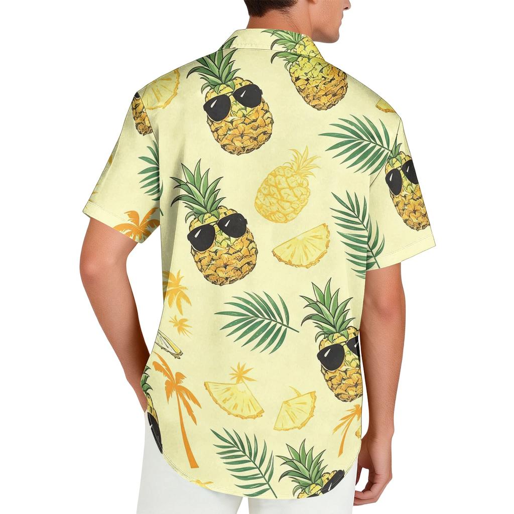 Camicia Hawaiana da Uomo a Maniche Corte con Bottoni Casual Vestibilità Larga Traspirante Camicia da Vacanza Spiaggia Top Estivo Leggero