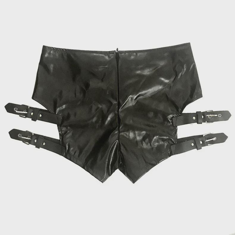 864# Patent Leather Stretch Shorts - Sexy Nightclub Dance Costumes for Women