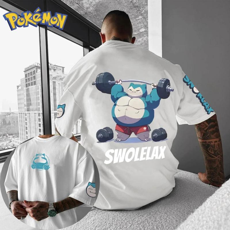 

Pokémon Anime Snorlax Double-layer Printed T-shirt Men and Women Summer New Cartoon Peripheral Loose Casual Short Sleeved Top S