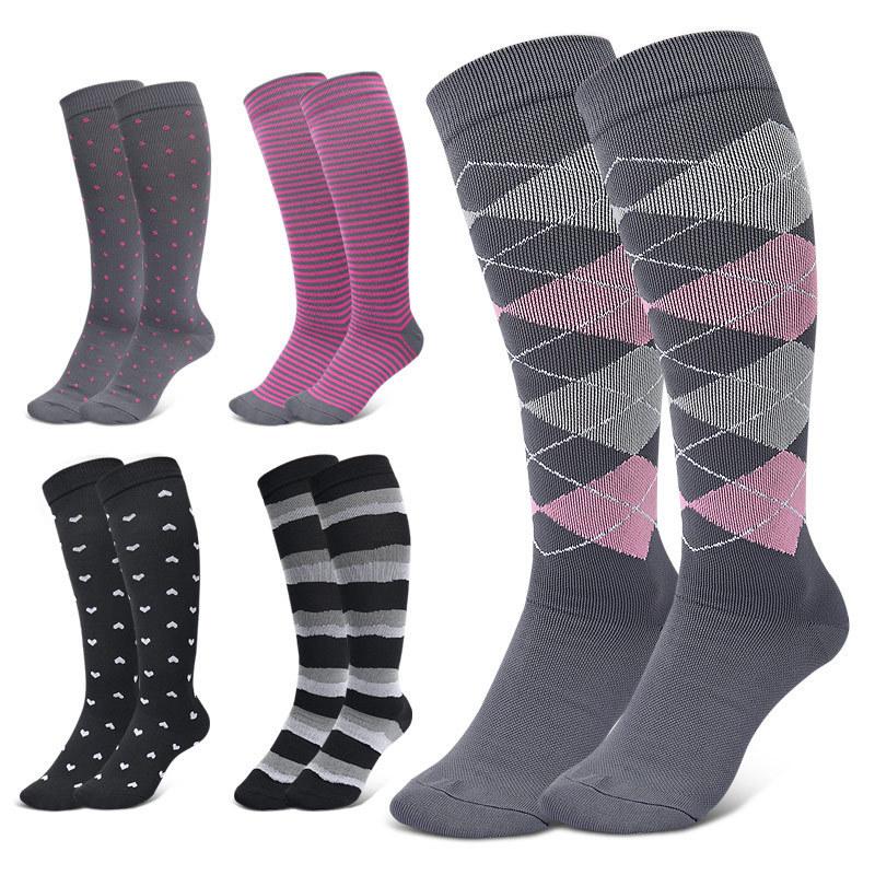 Pattern Combination Compression Stockings Outdoor Sports Fitness Marathon Elastic Micro-pressure Leg Pressure Socks
