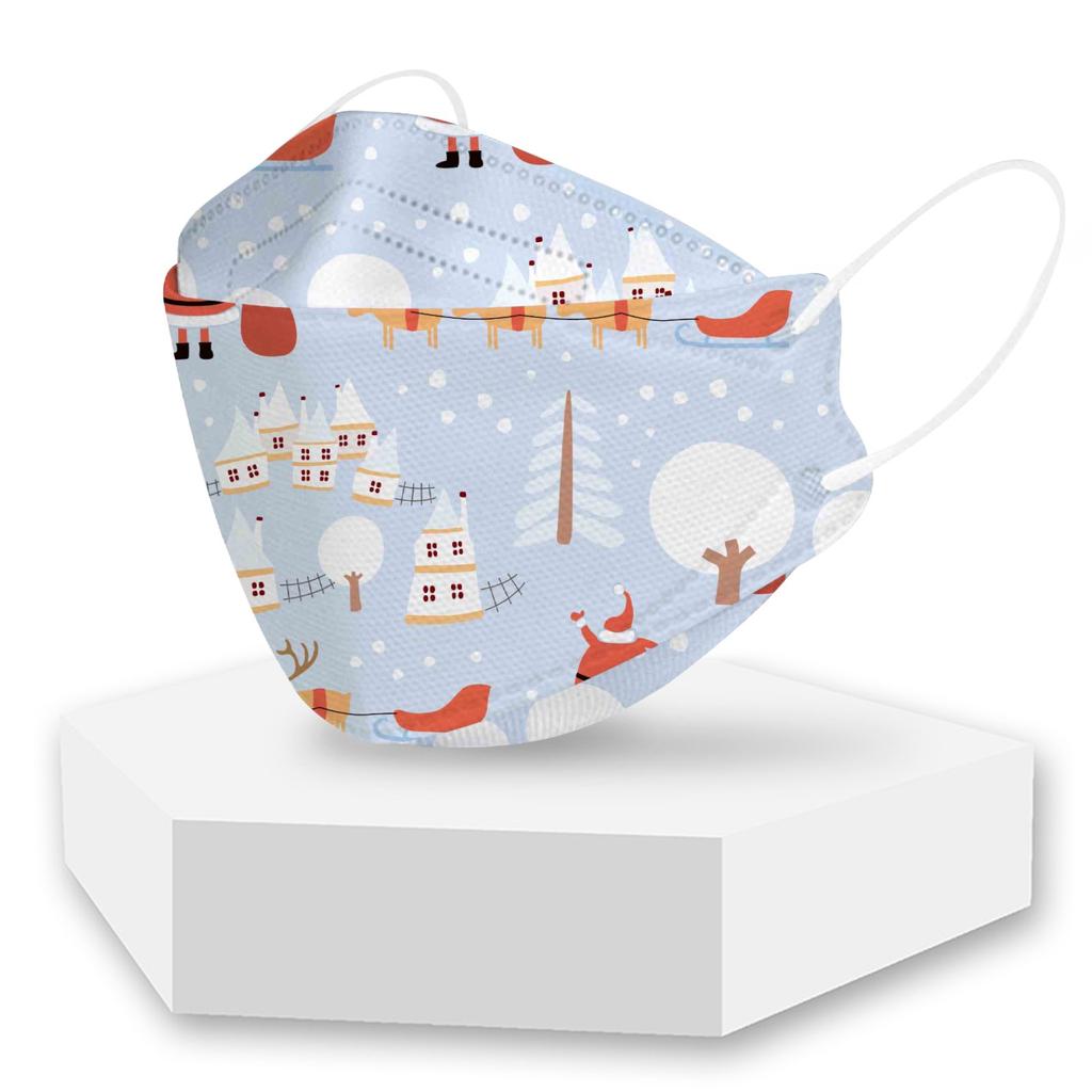10PCS Kids Disposable Face Mask Christmas 3D Designs 4-Ply Facial