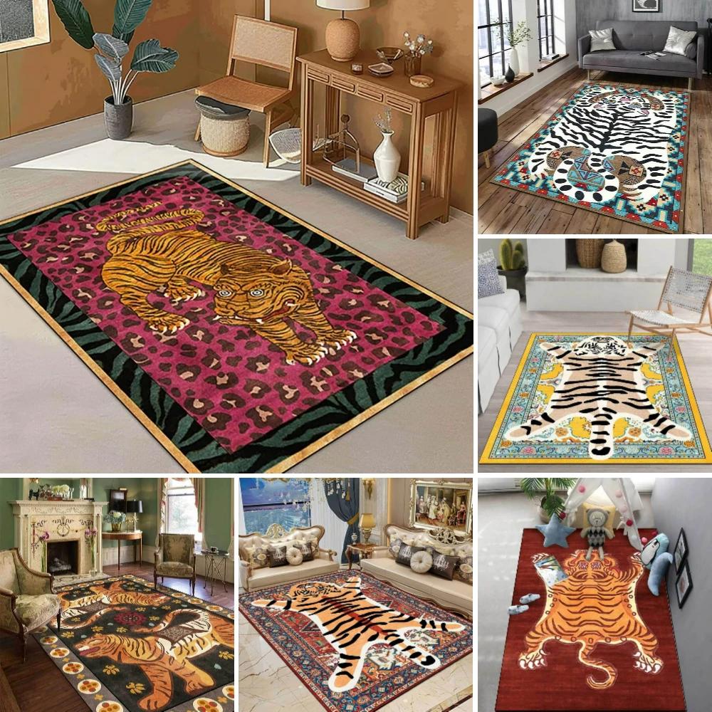 Stylish Animal Print Area Rug Pink Leopard Boho Carpet for Bedroom Living Room Decor Lounge Anti-slip Area Floor Mat Doormat