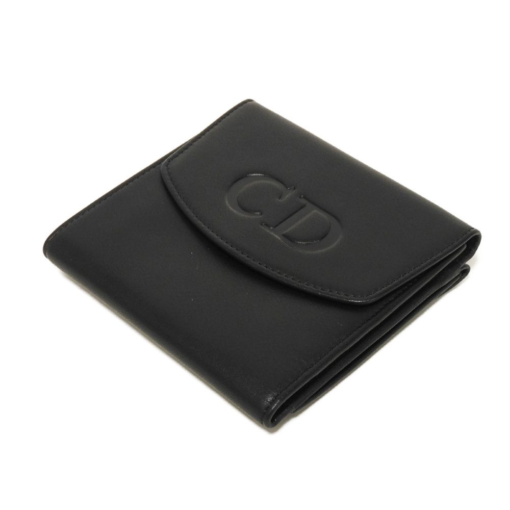 Used 10656 Trifold Wallet 7942, Old Style, Smooth Calfskin, Vintage, Old Red, Two-Tone CD Logo, Black, Unisex from