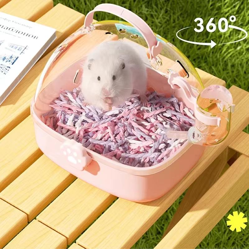 Portable Transparent Hamster Cage And Portable Large Space Golden Bear Supplies For Outdoor Activities Big Flower Branch Rat