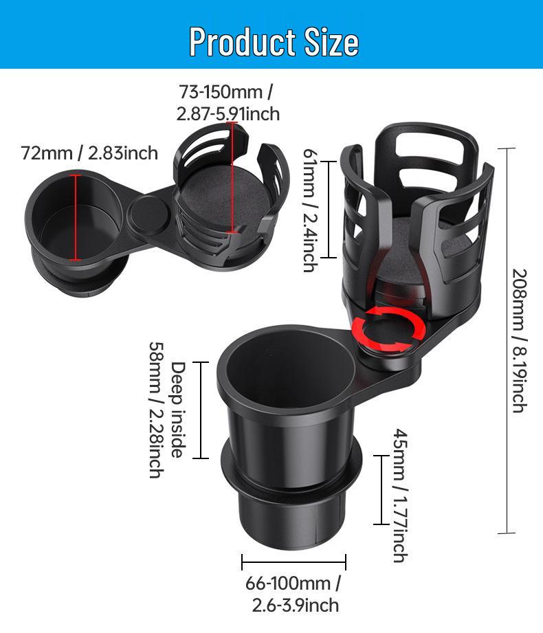 Dual Car Cup Holder & Organizer - Multi-Functional Interior Storage Rack