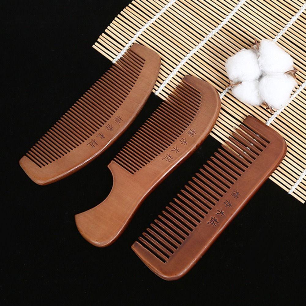 2PCS Fine Tooth Hair Comb Anti-static Peach Wooden Comb Hair Care Tool Beauty Accessories