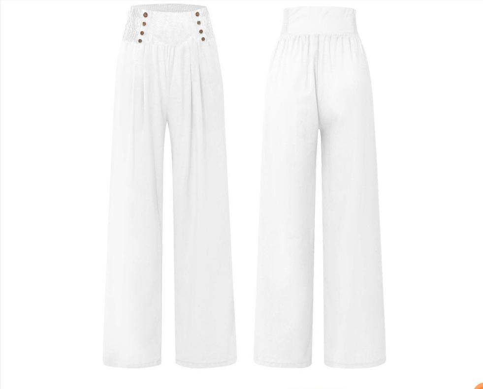 Womens Elastic High Waisted Palazzo Pants Casual Wide Leg Long Lounge Pant Trousers with Pocket