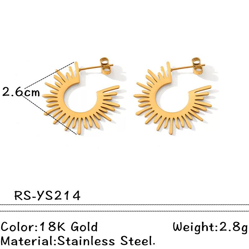 Minimalist Sunflower Necklace And Earrings Set Fashion Gold Jewelry For Women