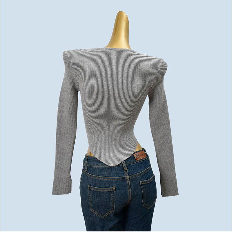 Long Sleeves Knitting Bottoming Shirt for Women Fall and Winter New Arrival Western Style All-Matching Silm Short Midriff Outfit Inner Wear Blouse