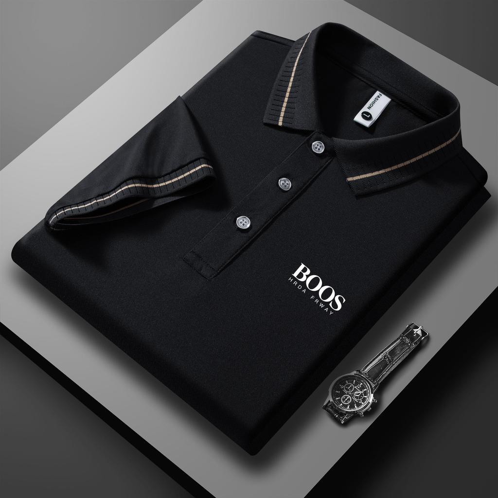 2025 Léto Nové Sportovní Ležérní Písmena Vyšívaná Klopa Tričko Odvádějící Vlhkost a Pot Polokošile