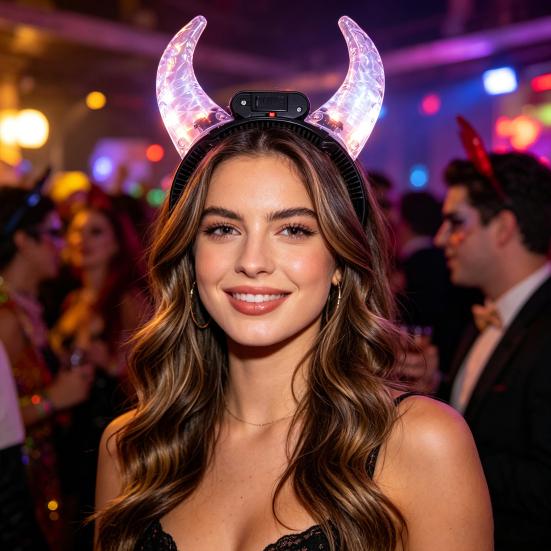 Faixa de Cabeça com Chifres LED Faixa de Cabeça com Chifres Iluminada Faixa de Cabeça de Festa para Halloween Concerto Festa à Fantasia Adereços