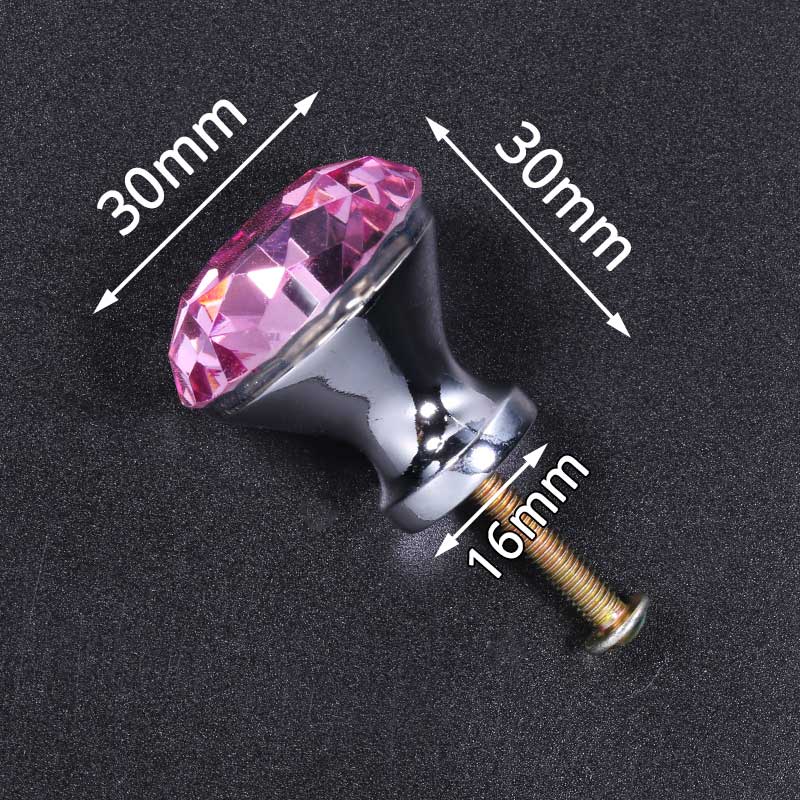 KAK 30mm Diamond Shape Design Colorful Crystal Glass Knobs Cupboard Drawer Pull Door Kitchen Cabinet Wardrobe Handles Hardware