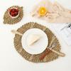 Leaf Type Woven Placemats for Dining Table, Heat Resistant Place Mats, Anti Skidding Pad, Hand Woven Potholders, House Decoratio