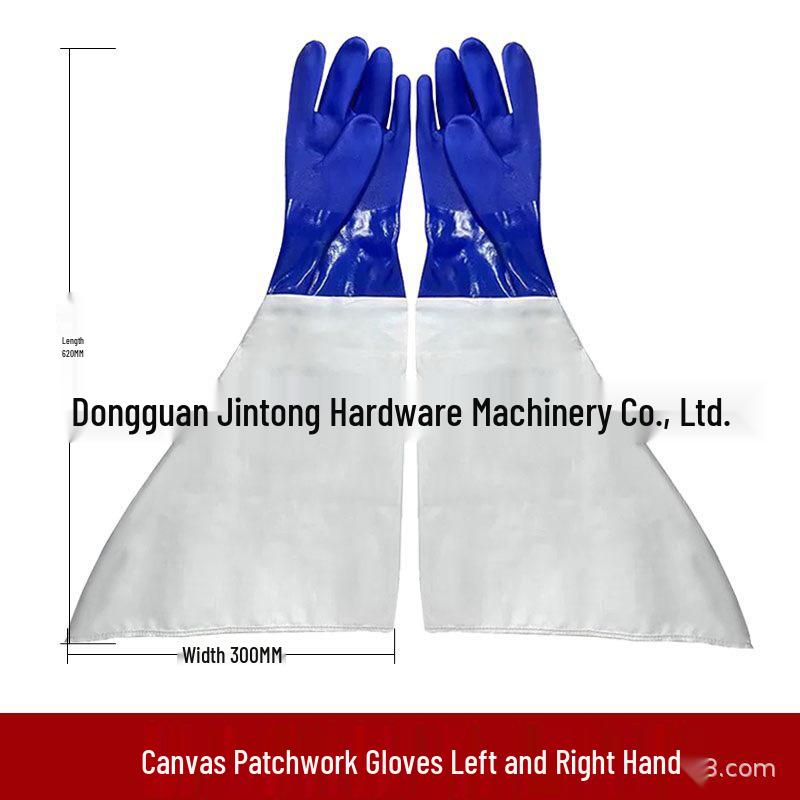 Heavy-Duty Sandblasting Gloves - Wear-Resistant Blue Canvas Sleeves with Non-Slip Universal Fit for Right & Left Hand