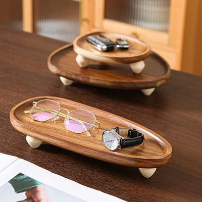 Wooden Serving Tray Small Snack Serving Tray Rustic Irregular Dessert Tray Decorative Display Tray for Plants Candles Keys Jewelry Watch