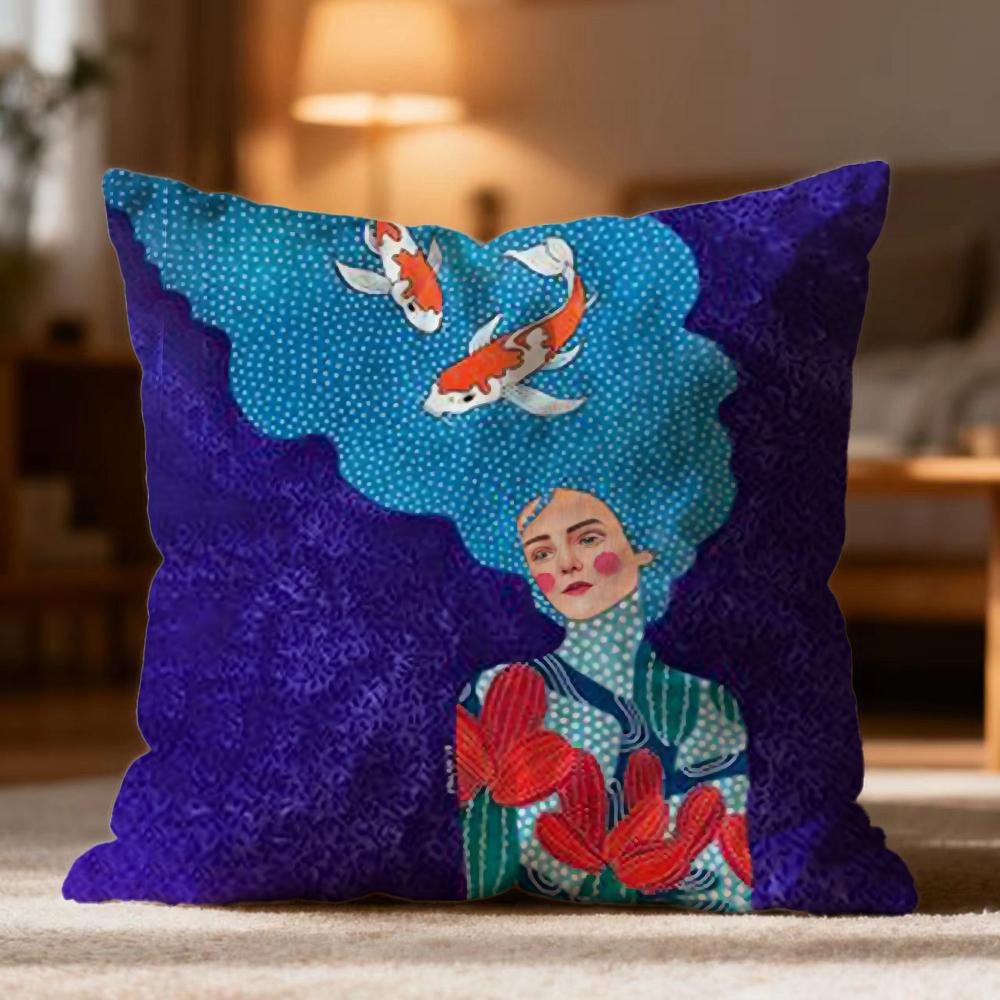 Fashion Vintage Oil Painting Cushion Cover Soft Washable Pillow Case Multi-Scene for Couch Bed Travel Office Use