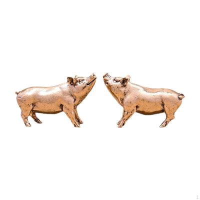 2 Piezas Mini Figuras de Cerdo de Latón Esculturas de Animales Metal Feng Shui Decoración Adornos de Mesa para