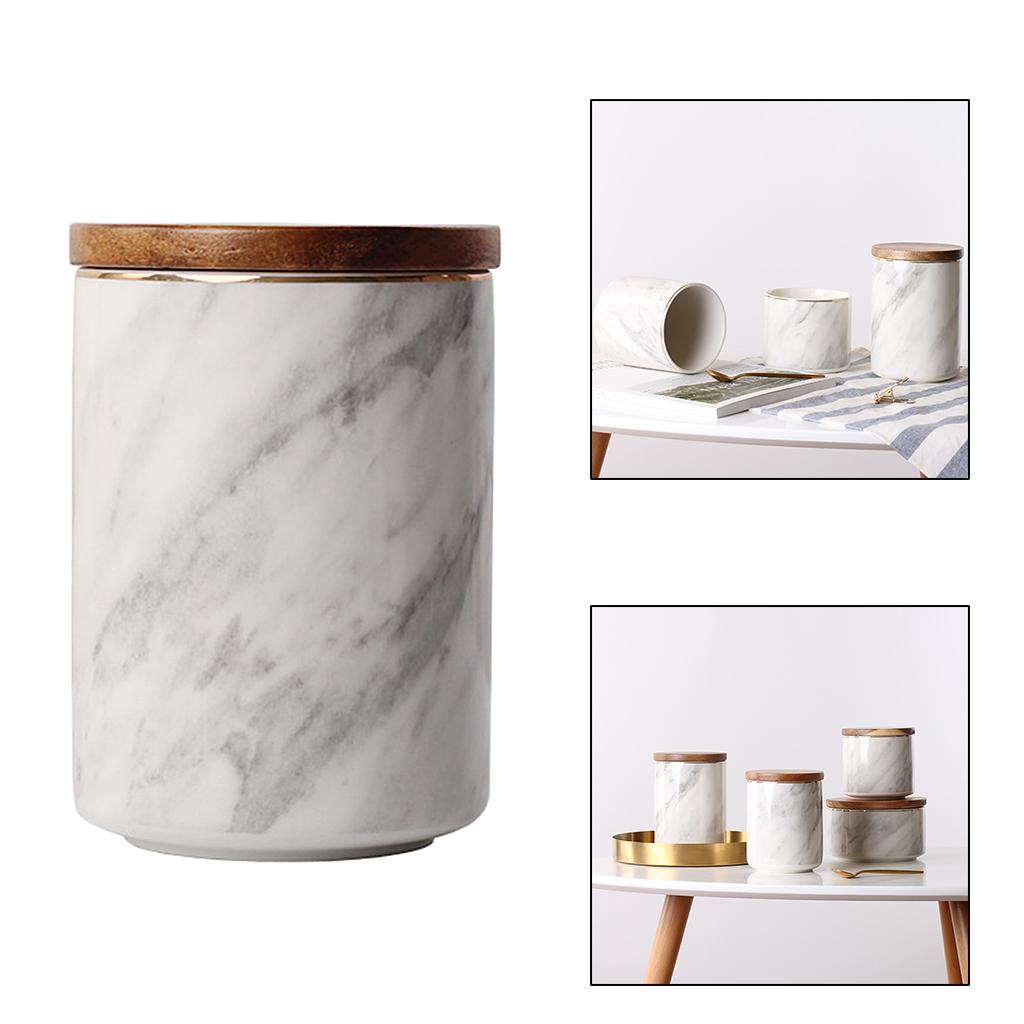 Nordic Marbling Sealed Jar with Lid Ceramic Storage Box Coffee Scented Tea Ornaments -