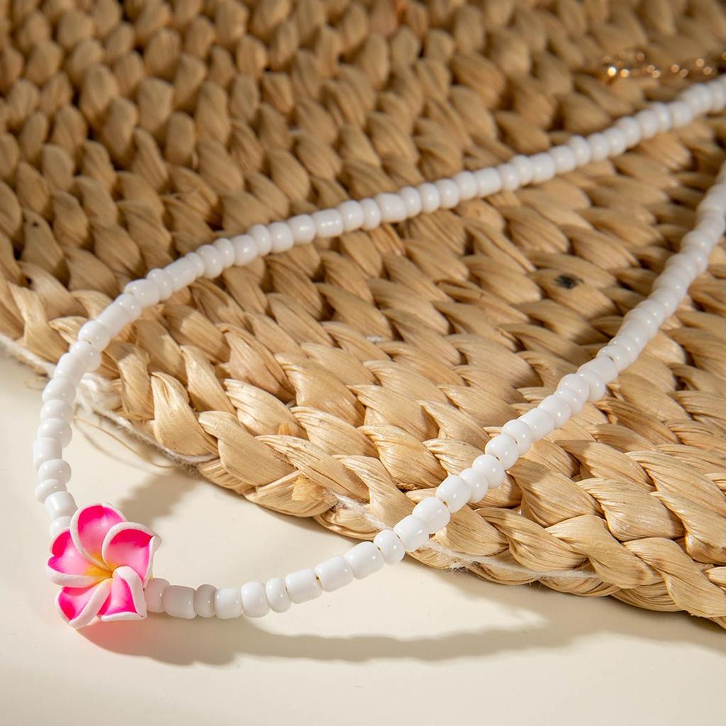 Cross Border Summer New Beach Vacation Style Colorful Egg Flower Rice Bead Necklace Women's Jewelry Dopamine Style Necklace