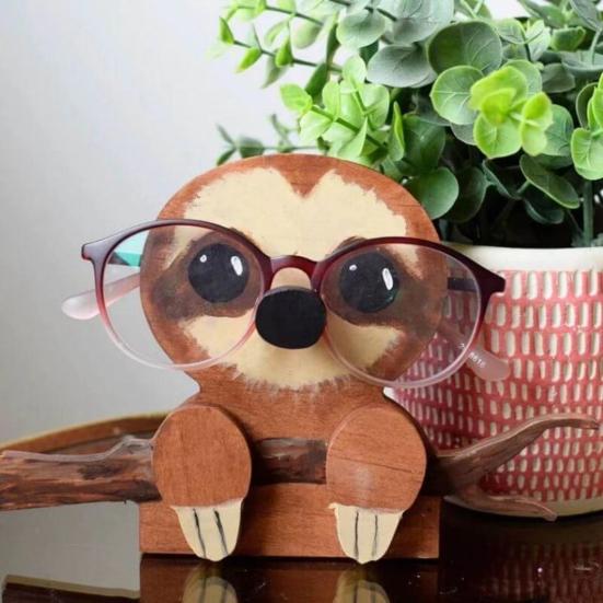 Glasses Display Stand Heavy Duty Wooden Cute 3D Fox Dog Animal Eyewear Reading Eyeglass Show Holder Home Use