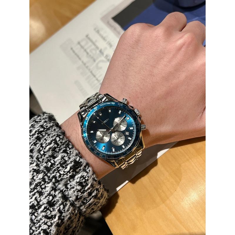 Swiss Multifunctional Men's Mechanical Watch Steel Belt Luminous Quartz Watch