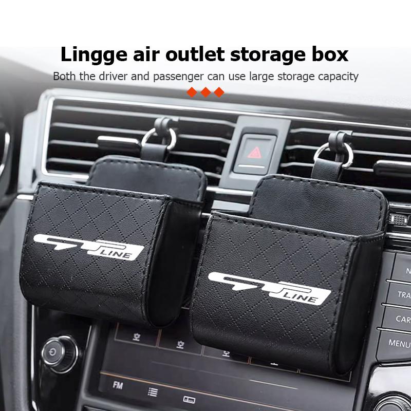 LRVA9 For KIA Leather Car Interior Air Vent Storage Box Mini Phone Glasses Storage Case Rio K5 K2 Sportage Ceed Sorento Picanto