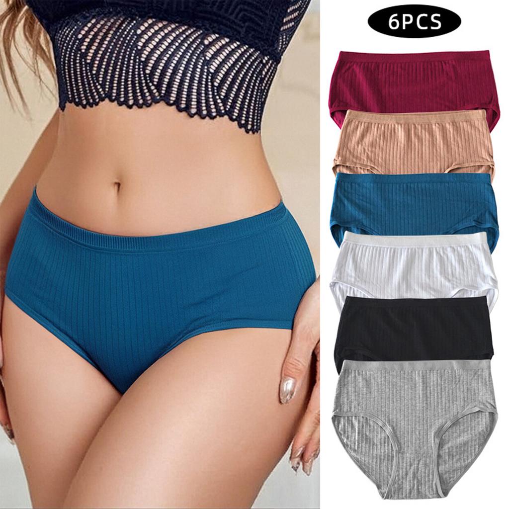 Women's High Waist Breathable Panties 6-Pack Assorted Colors for Everyday Comfort