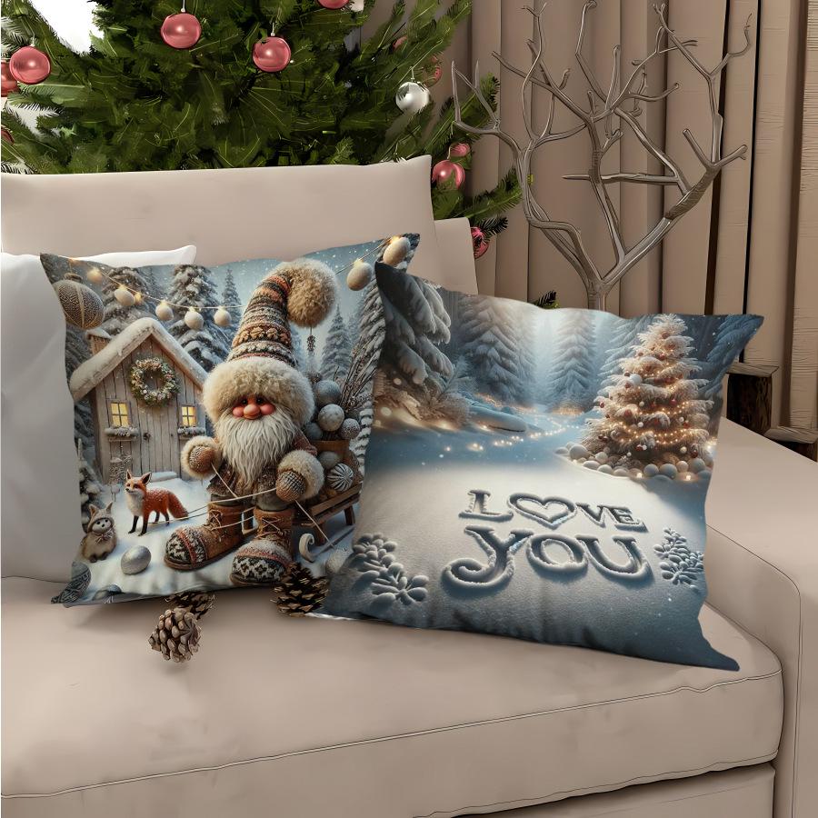 Weihnachten Bedruckter Kissenbezug Neues Zuhause Polyester Sofa Dekokissen Schlafzimmer Kissen Kissenbezug