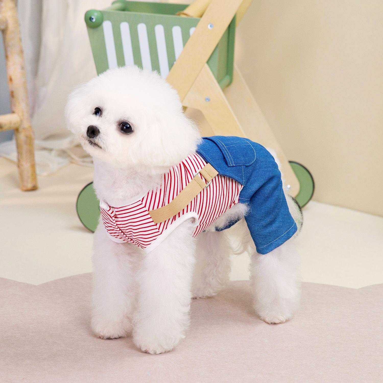 

Thin dog clothes casual style one-piece overalls pet surgical clothes cat neutering clothes small dog pet clothes S (2-2 kg)